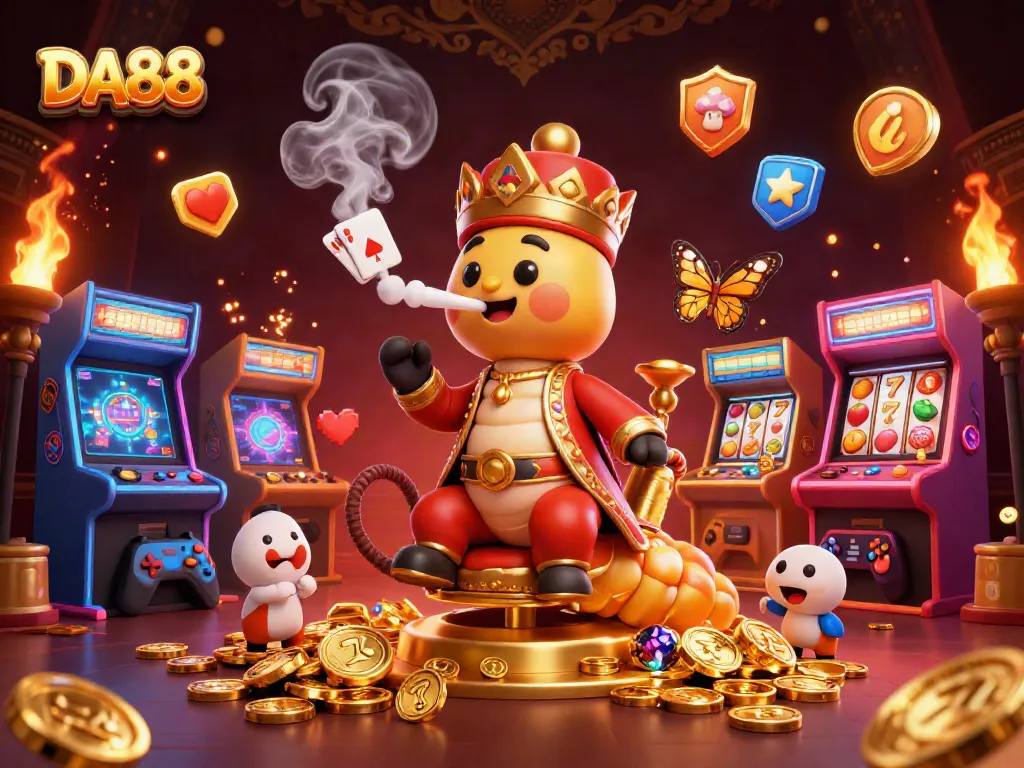 Experience thrilling gameplay at DA88 with vibrant slot reels and dynamic casino elements.