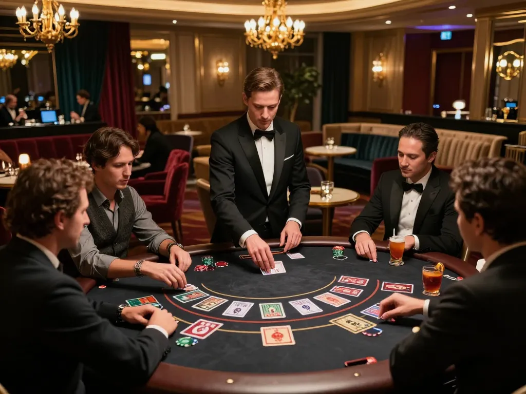 Players engaging at a blackjack table in an elegant casino setting, highlighting the DA88 atmosphere