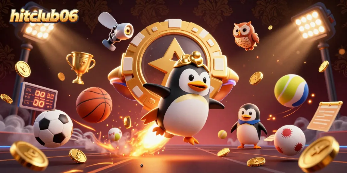 Experience thrilling gameplay at hitclub06 with a dynamic 3D illustration of sports betting excitement.