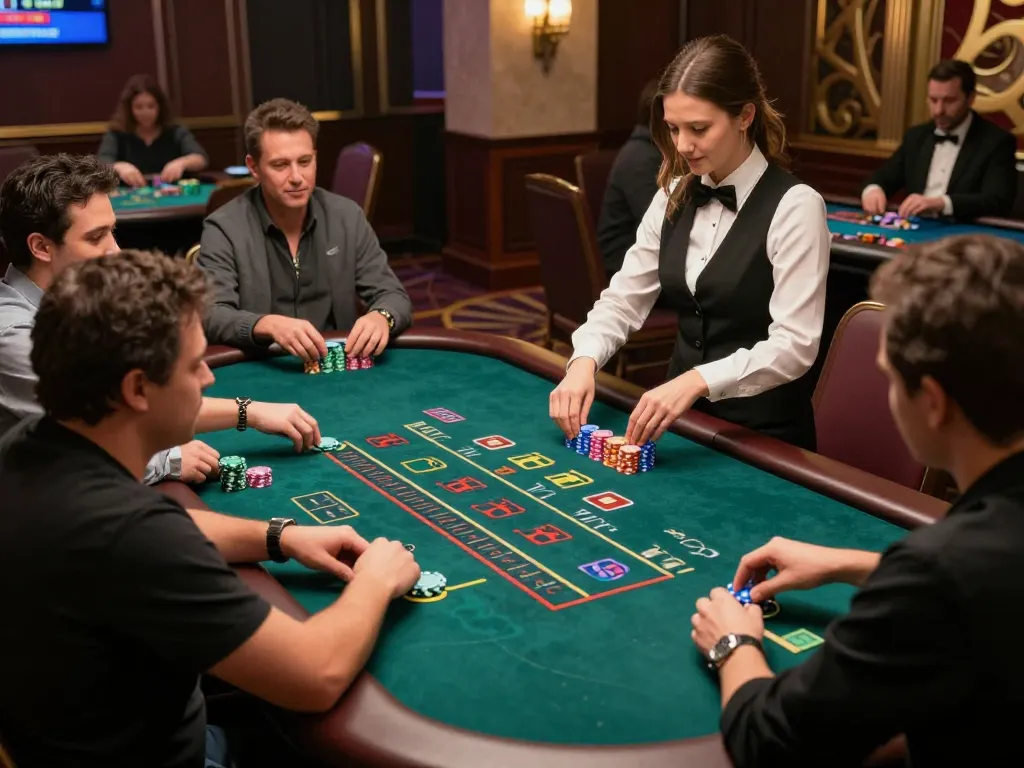 Players enjoying a thrilling blackjack game at o8 casino, showcasing engaging gameplay and strategic betting.