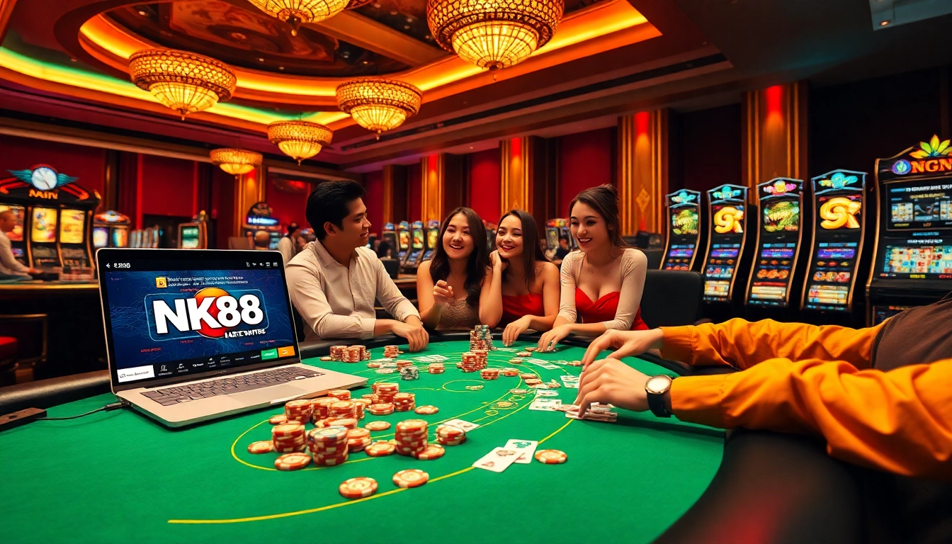 Engaging players enjoying an exciting game at NK88 online casino.
