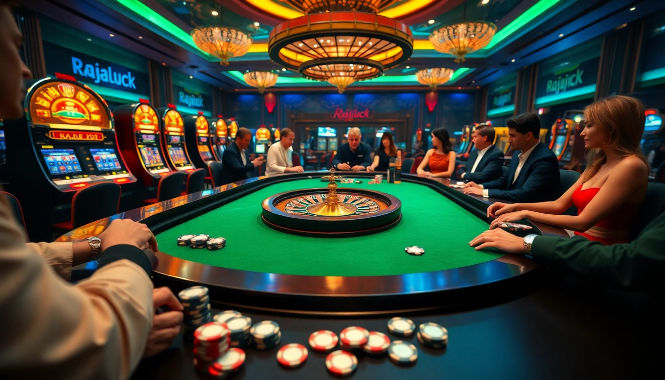 Gamble at Rajaluck's luxurious casino, enjoying a vibrant roulette game and thrilling atmosphere.