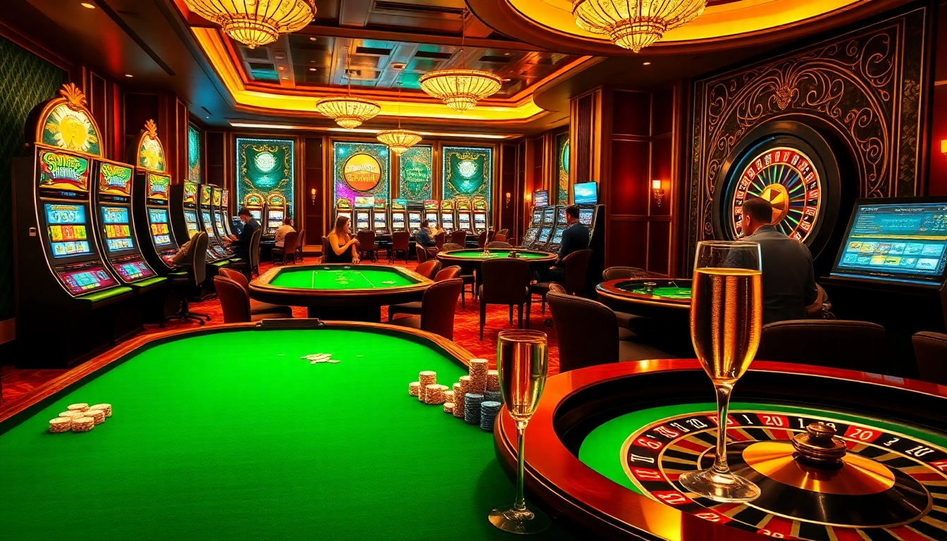 Nohu90s.it.com showcases gamblers celebrating winnings at luxurious casino tables with poker chips and slot machines.
