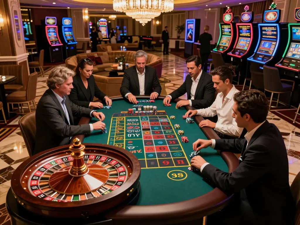 CM88 players engaging in an exhilarating roulette game, showcasing competitive gambling atmosphere