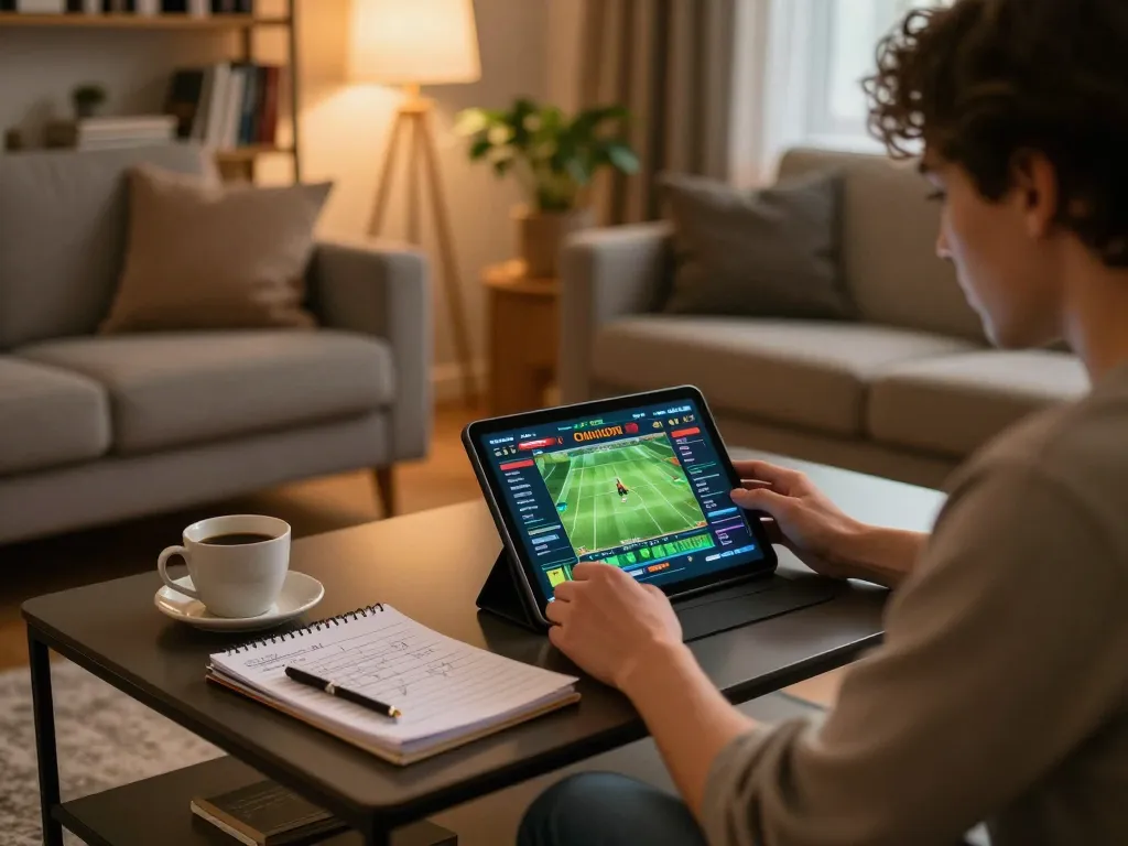 Engaging online betting experience on tg88 com displayed on tablet at a cozy home setup