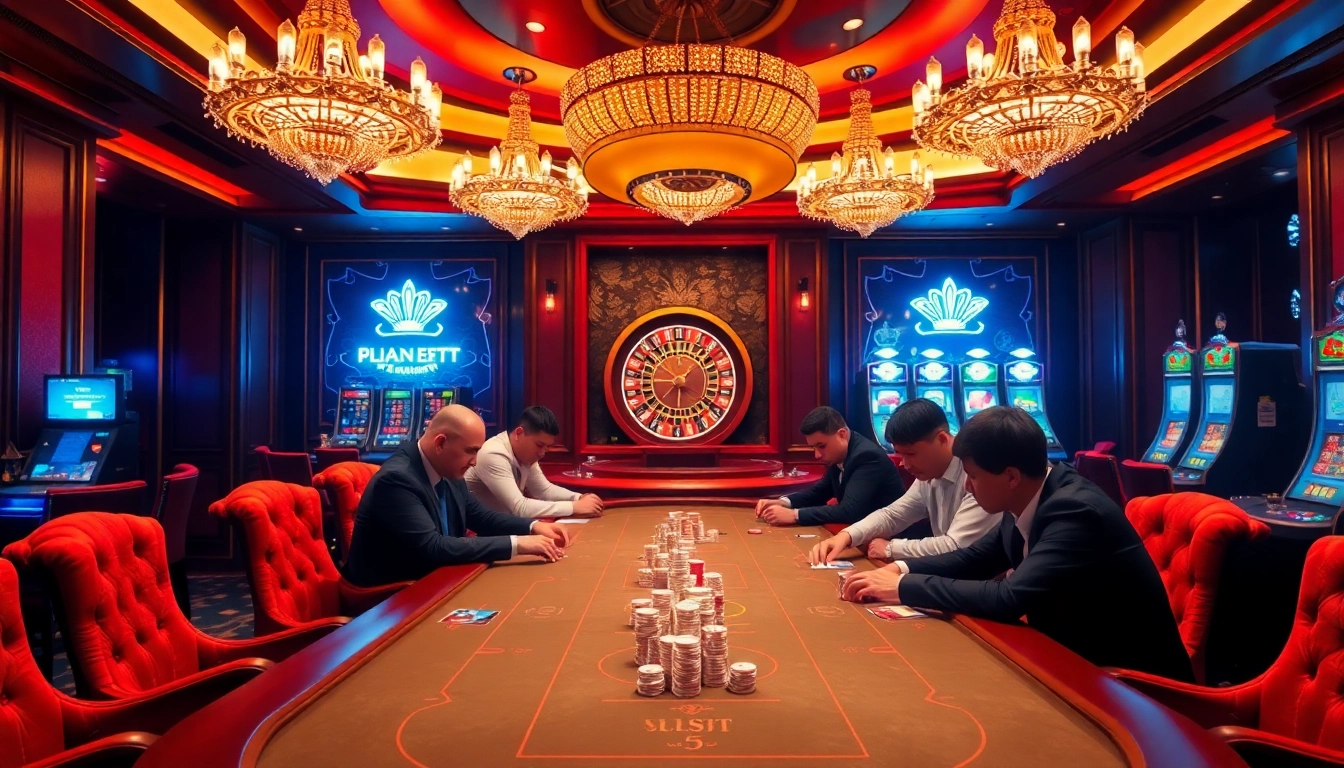 Players engaged in an intense game bài at a luxury casino table.