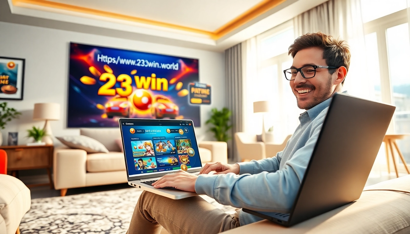 Experience exciting gaming at https://www.23win.world/ - user enjoying modern gameplay interface.