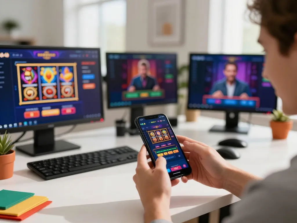 Experience thrilling gameplay with XO88 as a player engages in mobile gaming, showcasing vibrant slot game interface and excitement.