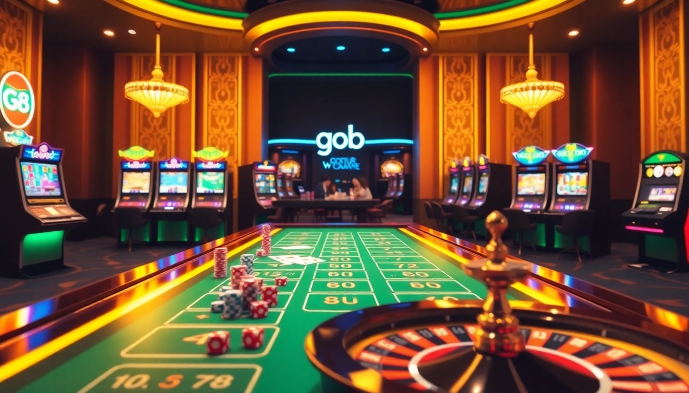 Experience the excitement of go8 online gambling with a vibrant casino interface featuring poker chips and roulette.