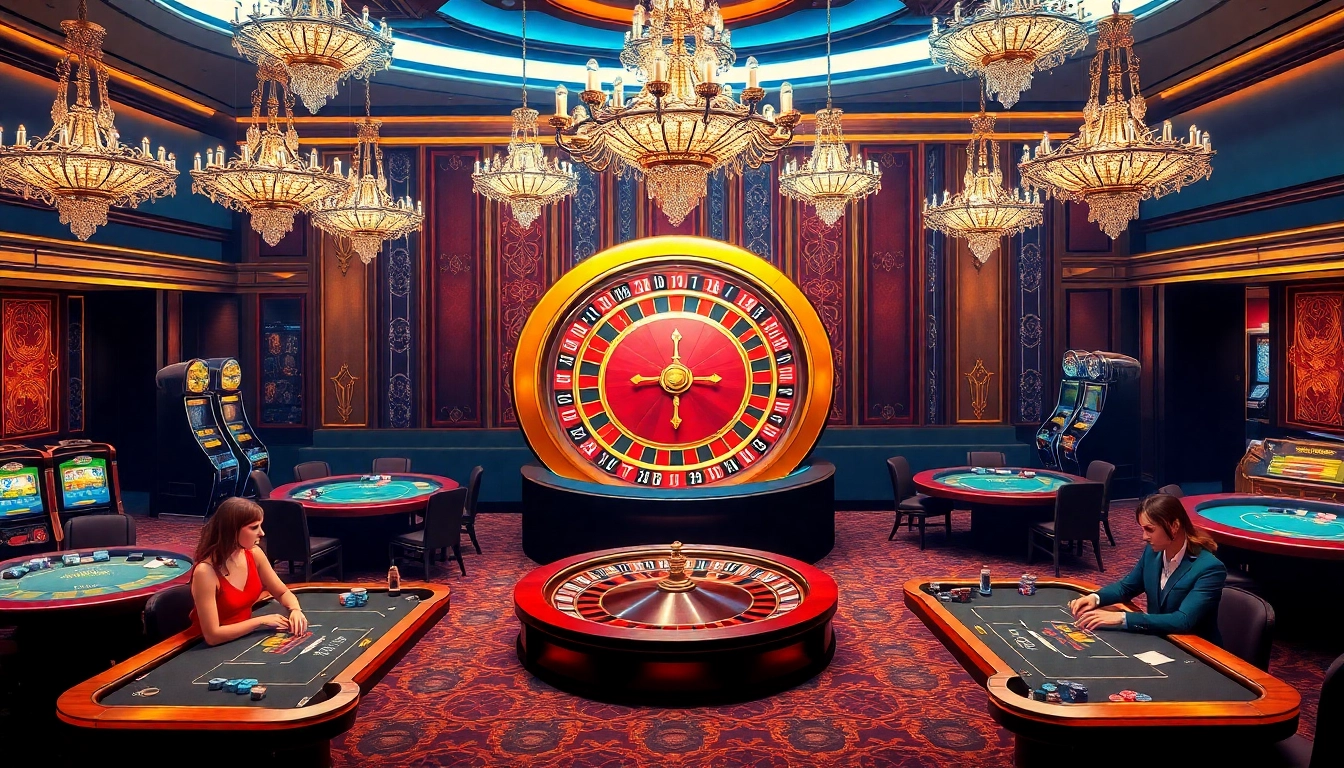Experience the thrill of "Trang chủ vin88" with vibrant gaming tables and luxurious roulette ambiance.