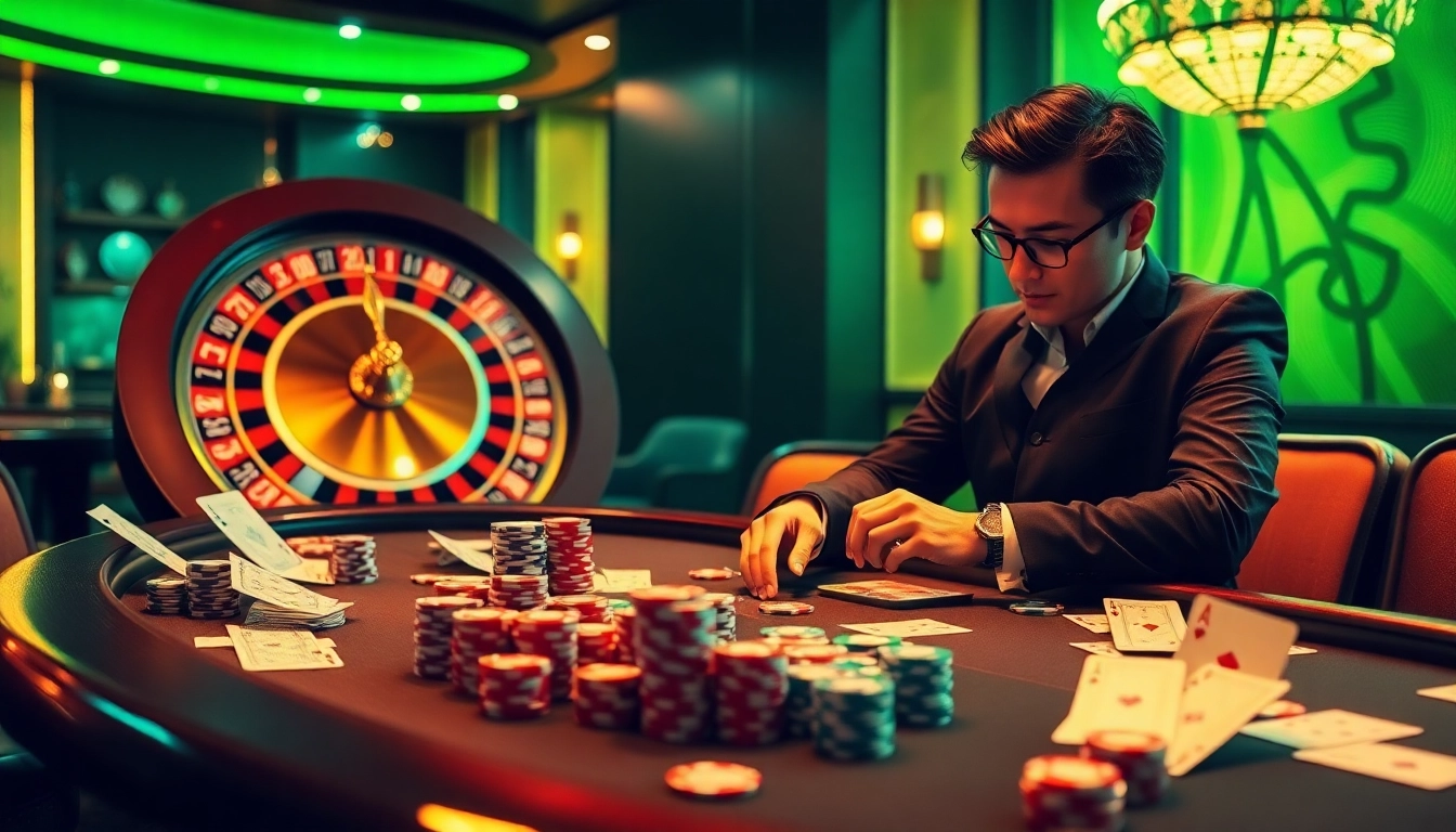 Cruise through ca khia tv's lively casino scene with a poker table and a dynamic roulette wheel.