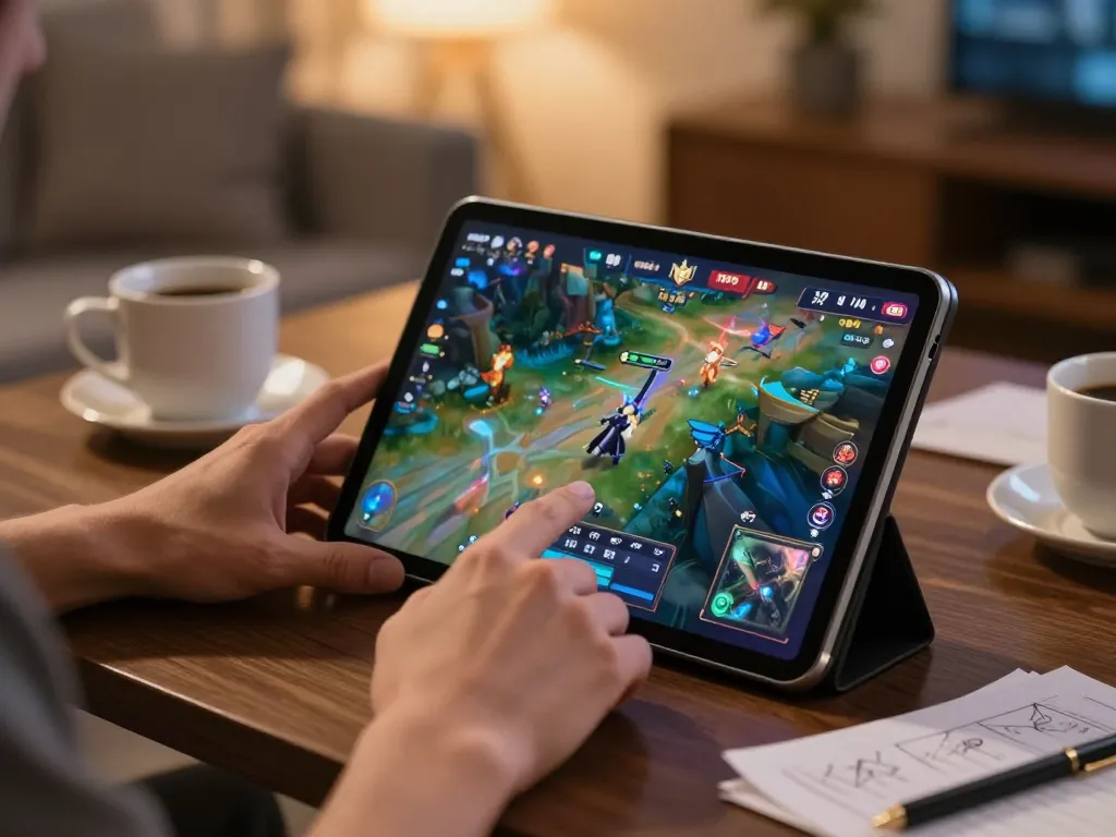 Engaging moment of nổ hũ 6789 gameplay on tablet, showcasing vibrant graphics and player interaction.