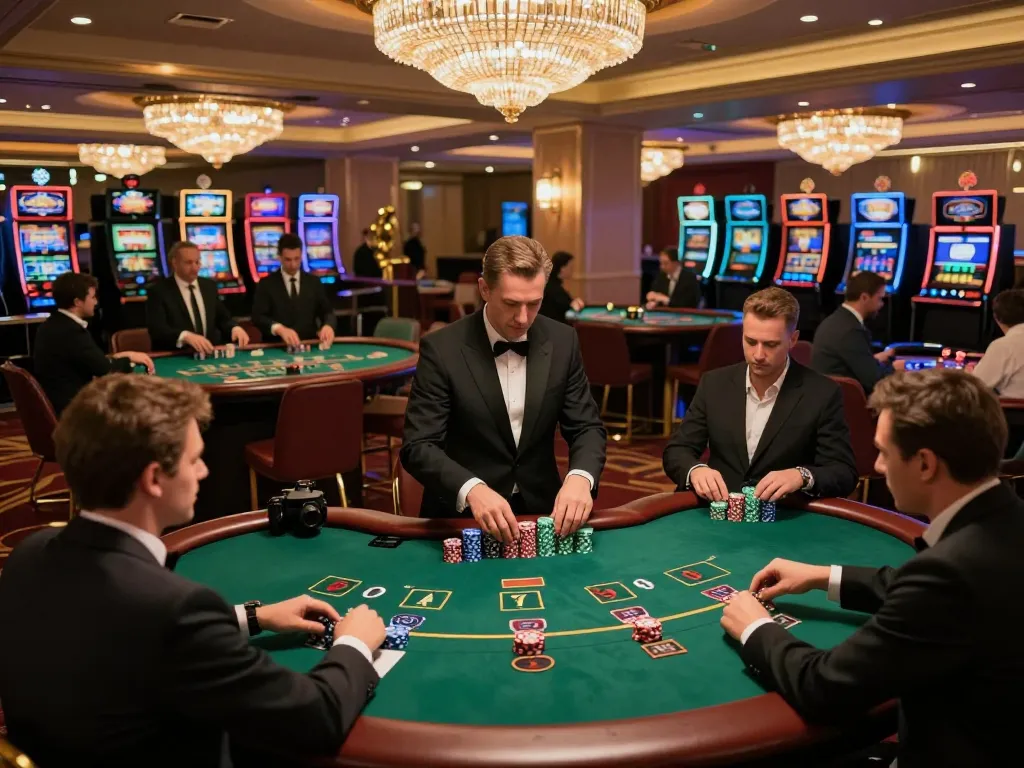 Players enjoying an exciting game of blackjack at Uk88 casino, showcasing vibrant casino atmosphere.