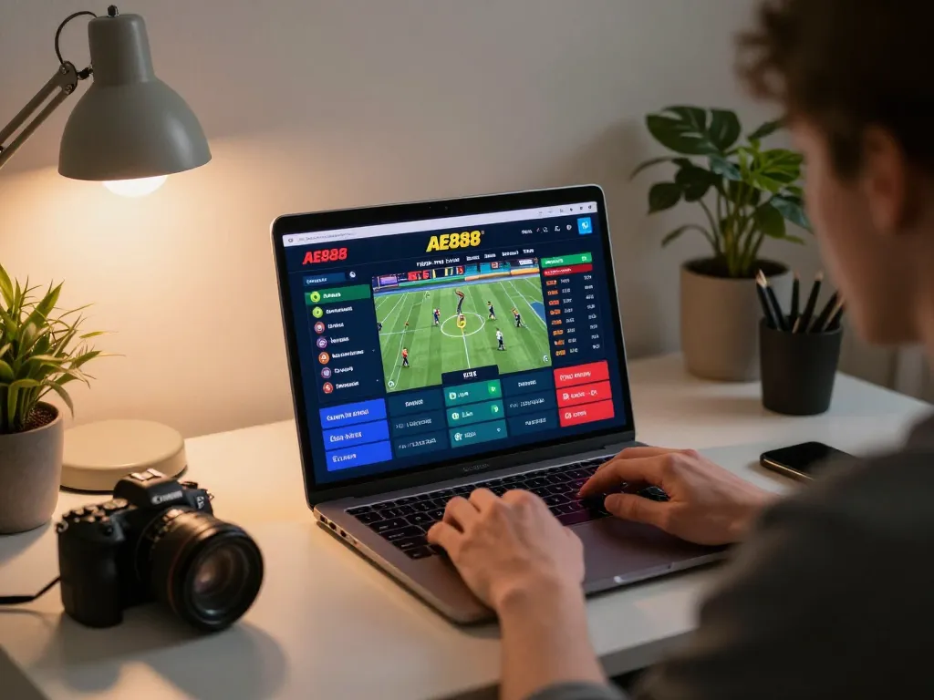 Engaging in online betting on AE888a with real-time sports odds displayed on the screen