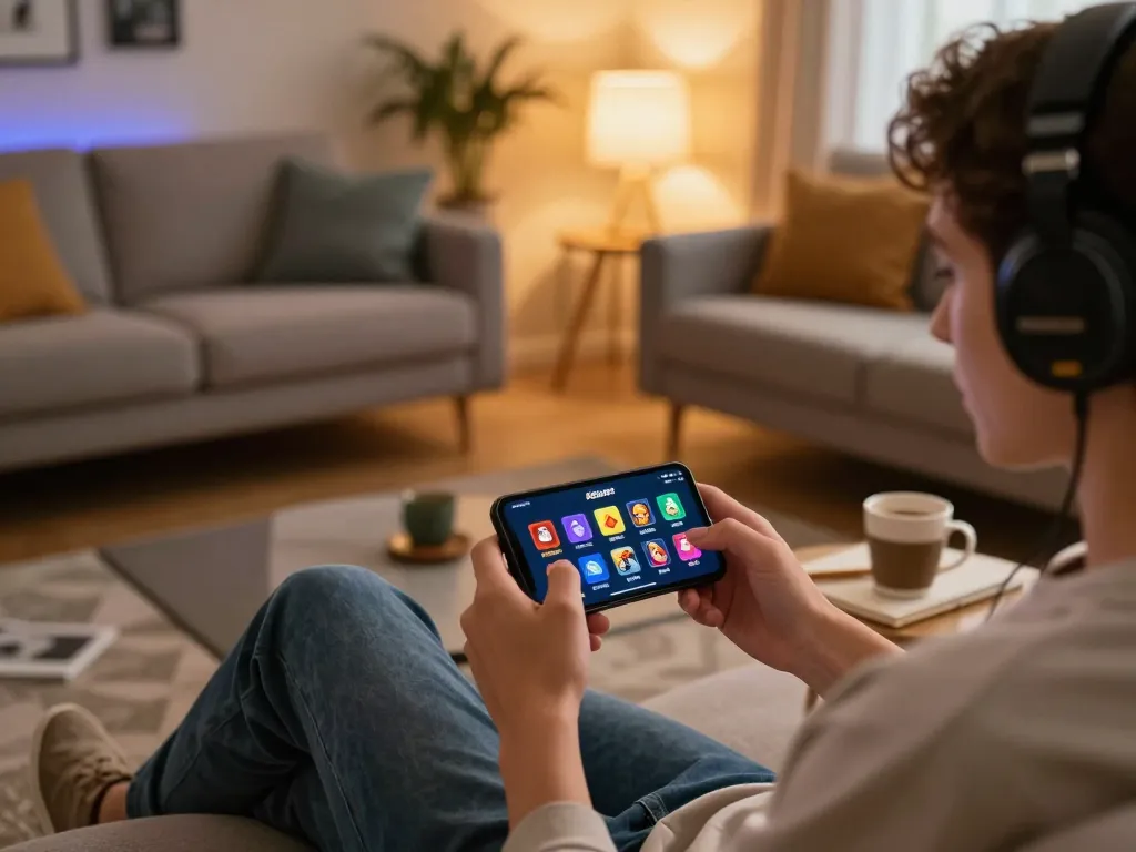 Engaging with the 92slot mobile app in a cozy home gaming setup