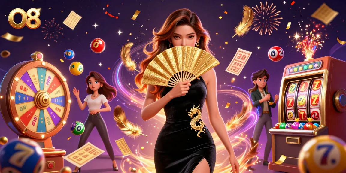 O8 casino offers vibrant gaming with a stunning Asian woman and dynamic lottery elements.