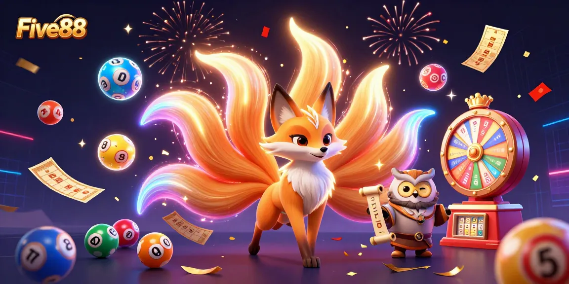 Engage with Five88's thrilling online casino experience, featuring a vibrant, animated scene of joyful characters and casino elements.