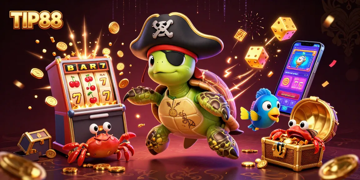 Engage in thrilling gameplay at TIP88 with a vibrant pirate-themed 3D casino illustration.