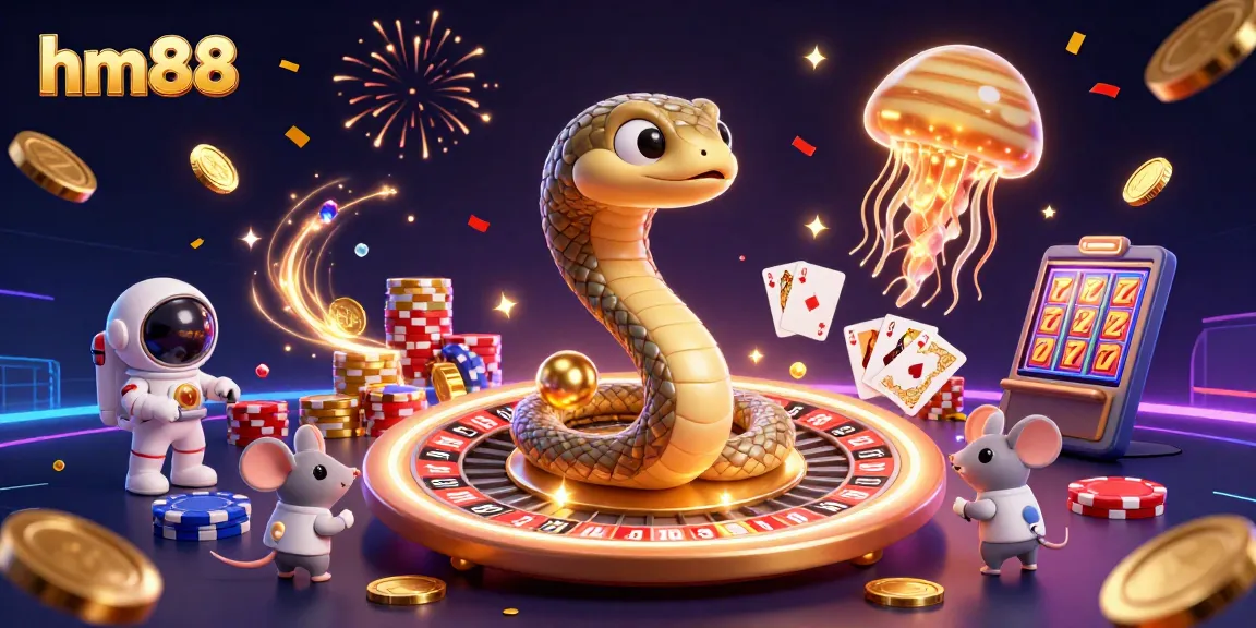 Experience thrilling bets with hm88 in a vibrant cosmic casino illustration.