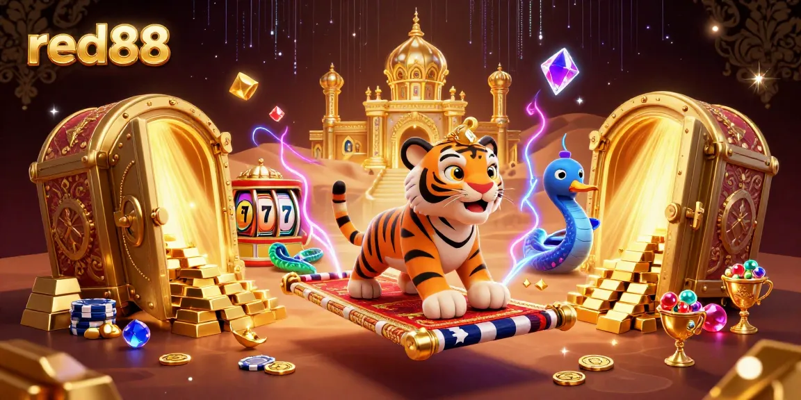 Experience the thrill of winning with red88 through this vibrant 3D casino illustration.
