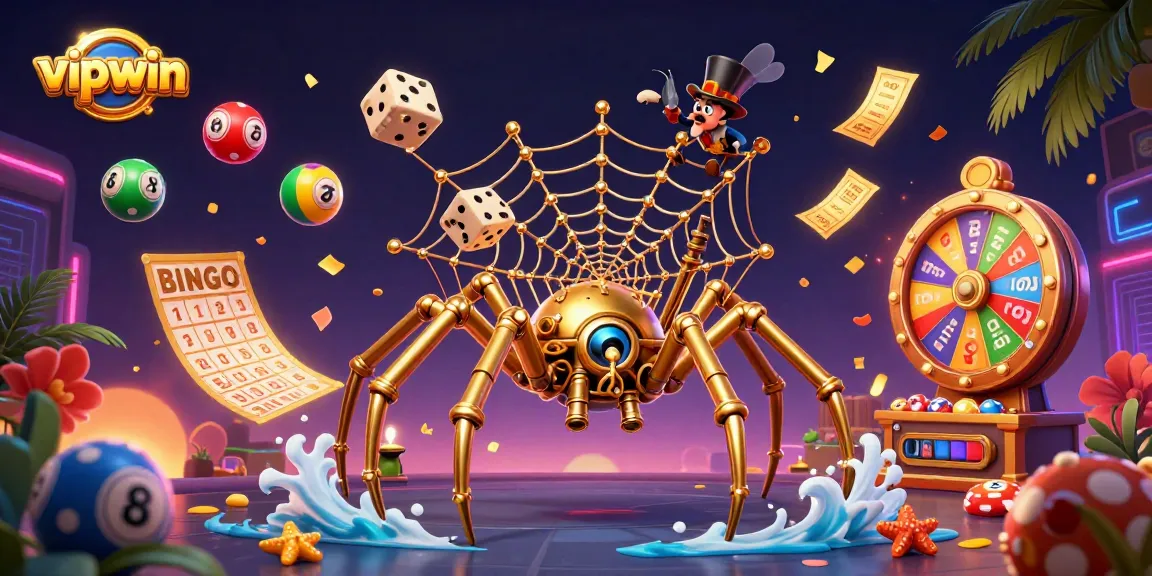 Catch exciting action at vipwin with vibrant 3D casino illustration showcasing gaming elements and dynamic energy.
