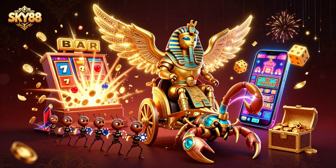 Experience thrilling gameplay at SKY88 with vibrant casino elements and energetic scene.