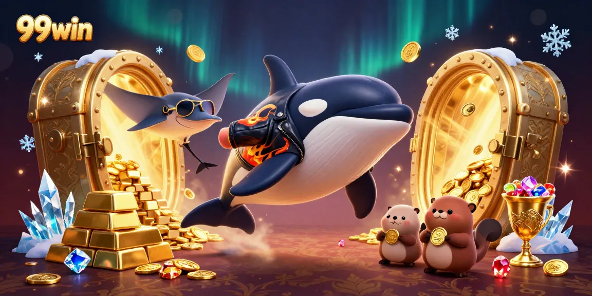 Experience the thrilling world of 99win with vibrant underwater characters and treasures from the casino realm.