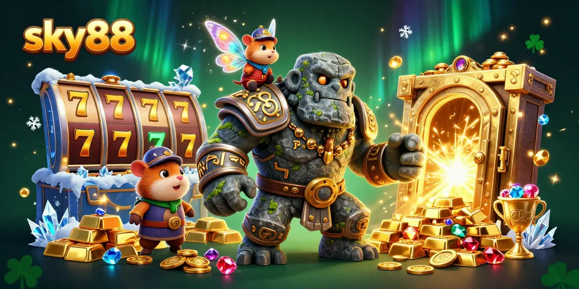 Experience thrilling gameplay at sky88 with colorful slots and magical characters in an enchanting casino scene.
