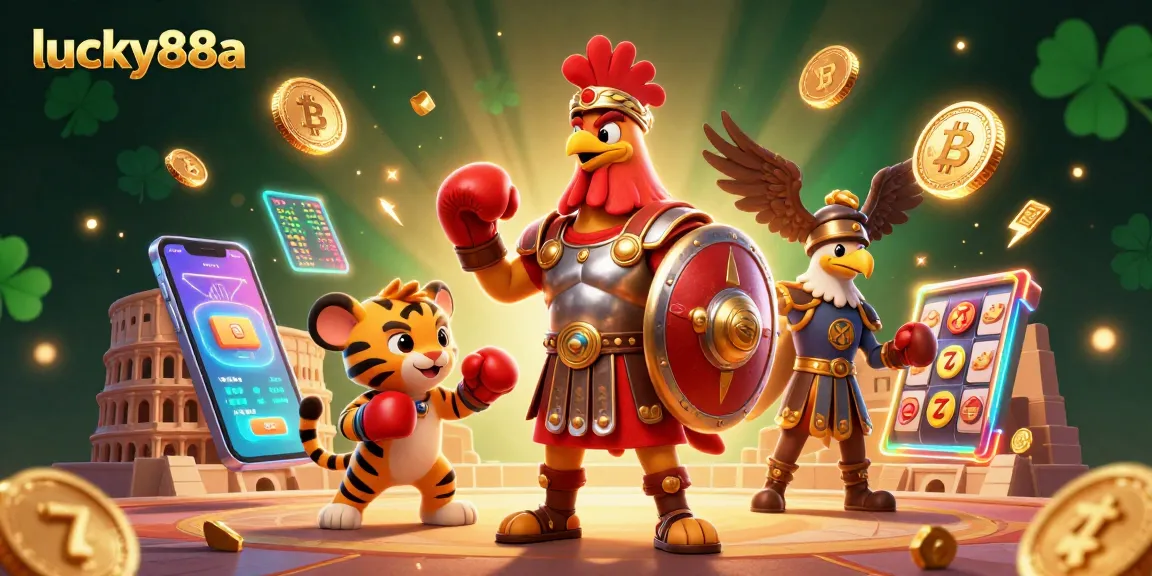 Engage with lucky88a's casino thrills in dynamic 3D, featuring characters and exciting game elements.