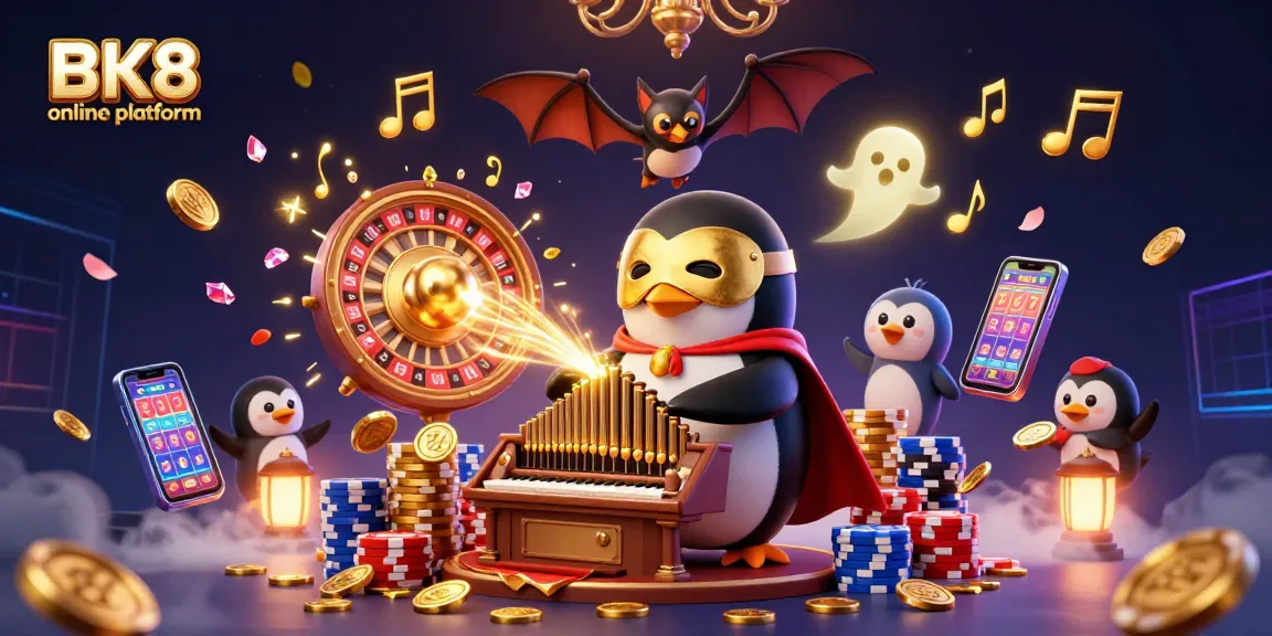 Experience the BK8 online platform's vibrant gaming world with a thrilling casino scene.