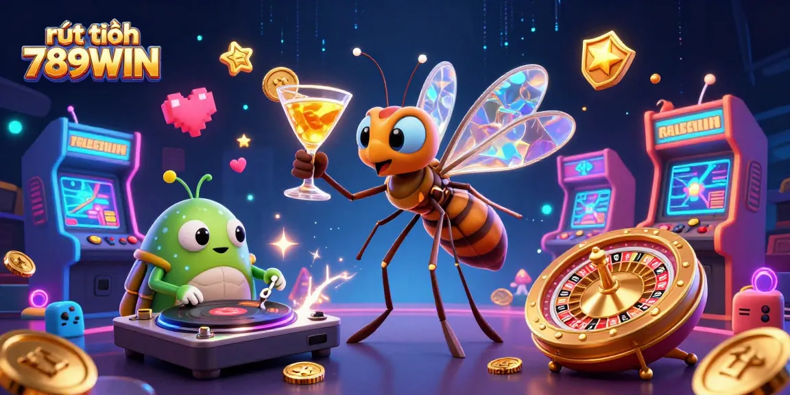 Experience rút tiền 789WIN with a lively 3D casino scene featuring unique characters and vibrant gaming elements.