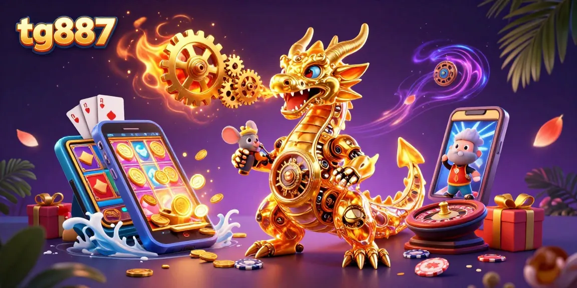 Experience thrilling gameplay at tg887 with a golden dragon and immersive slot elements.