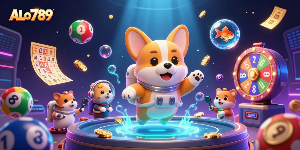 Boost your odds at ALo789 with this vibrant casino illustration featuring floating characters and dynamic elements.